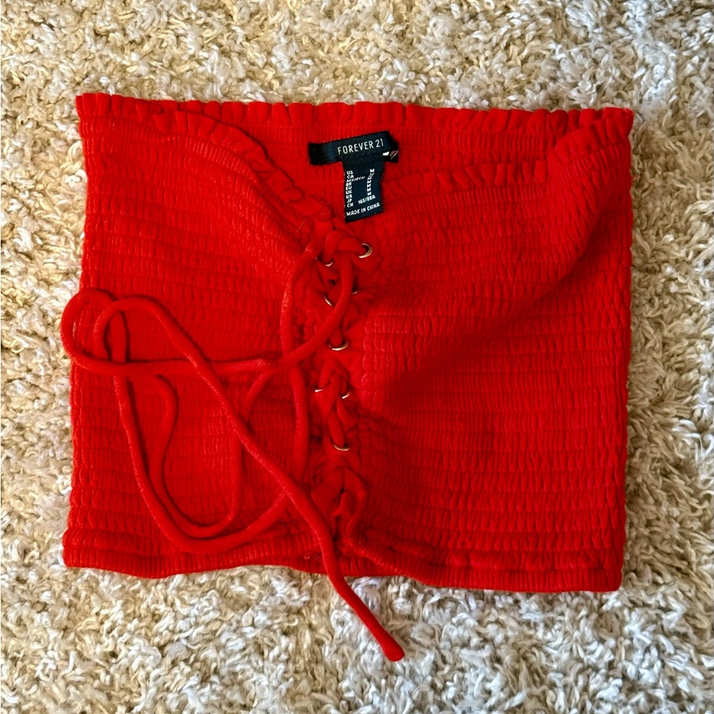 Forever 21 Scarlet Lace-Up Crop Top